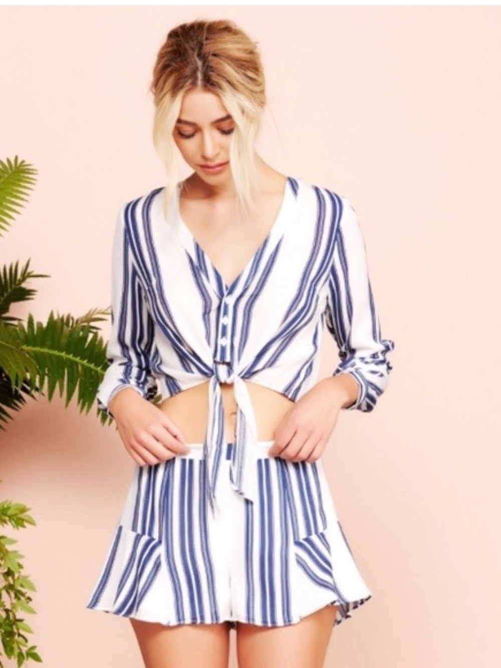 Lovers + Friends Carmine Top in Blue and White Stripes Size XS